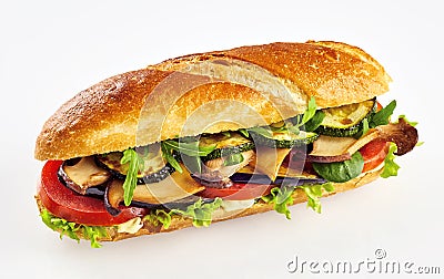 Fresh baguette vegetable sandwich Stock Photo