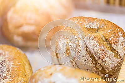 Fresh bake bread in the bakery look tasty good dairy. Stock Photo