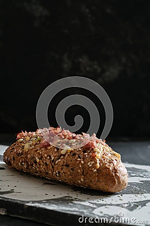 Fresh baked cheesy pull apart bread, with garlic and herbs butter Stock Photo