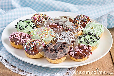 Fresh baked homemade mini donuts Stock Photo