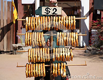 Fresh Baked Pretzels for Sale Stock Photo