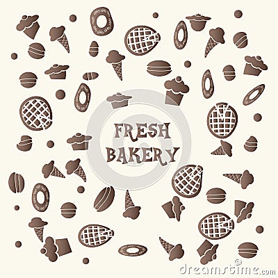 Fresh bakery food hand drawn background Vector Illustration