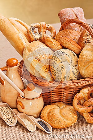 Fresh bakery products and ingredients Stock Photo