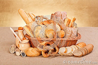 Fresh bakery products and ingredients Stock Photo