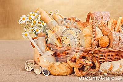 Fresh bakery products and ingredients Stock Photo