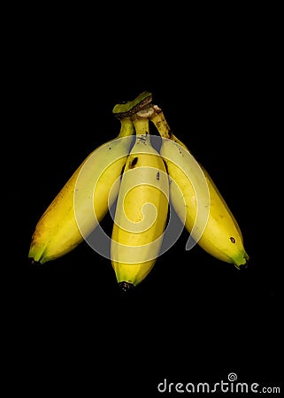 Fresh banana fruit on black background with copy space Stock Photo