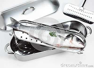 FRESH BASS dicentrarchus labrax READY TO COOK Stock Photo