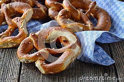 Fresh Bavarian pretzels Stock Photo