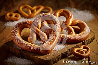 Fresh bavarian pretzels Generative AI Stock Photo