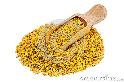 Fresh bee pollen on white Stock Photo