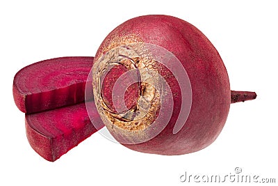 fresh beetroot with lobules isolated on a white background Stock Photo