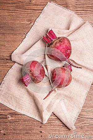 Fresh beetroots on a vintage wooden table Stock Photo