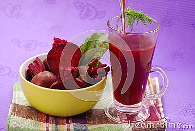 Fresh beets with leaves and clear soup Stock Photo