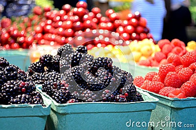 Fresh berries at farmers market Stock Photo