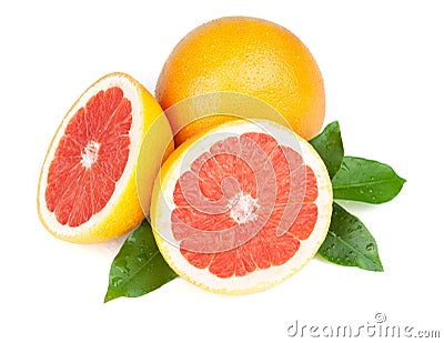 Fresh bitter juicy grapefruit halves Stock Photo