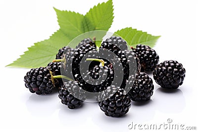 Fresh black mulberries. Generate Ai Stock Photo