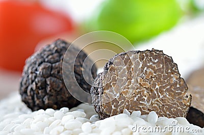 Fresh black truffles Stock Photo