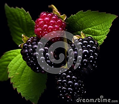 Fresh blackberry with drops of water Stock Photo