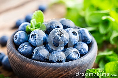Fresh blueberries in bowl Stock Photo