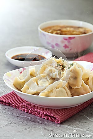 Fresh Boiled Dumplings Stock Photo