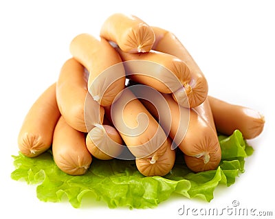 Fresh boiled sausages Stock Photo