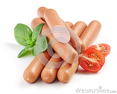 Fresh boiled sausages Stock Photo