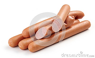 Fresh boiled sausages on white background Stock Photo