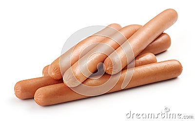 Fresh boiled sausages on white background Stock Photo