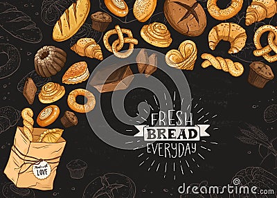 Fresh Bread Poster Vector Ilustration Vector Illustration