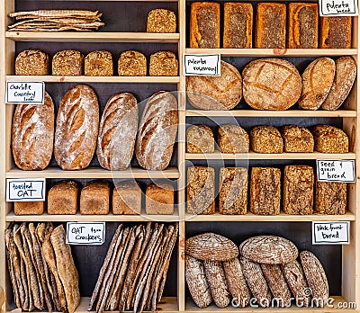 Fresh Bread Loaves farmers market Stock Photo