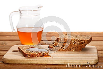 Fresh bread and honey Stock Photo