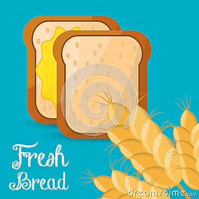 Fresh bread slice wheat ingient Vector Illustration