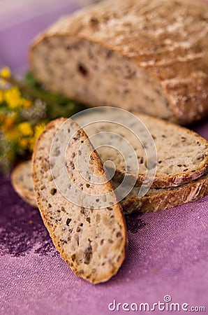 Fresh bread slices Stock Photo