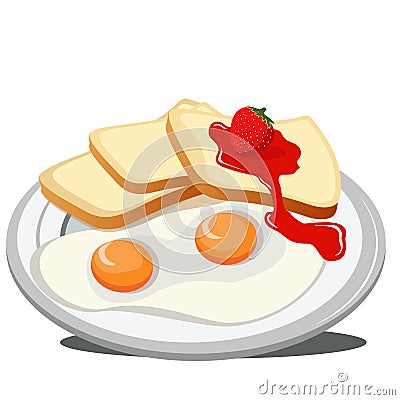fresh breakfast with egg and bread strawberry in the morning Stock Photo
