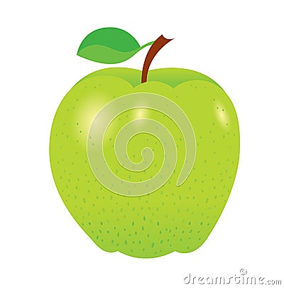 Fresh bright green apple Vector Illustration