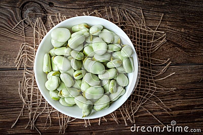 Fresh broad beans Stock Photo