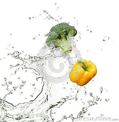 Fresh broccoli and capsicum Stock Photo