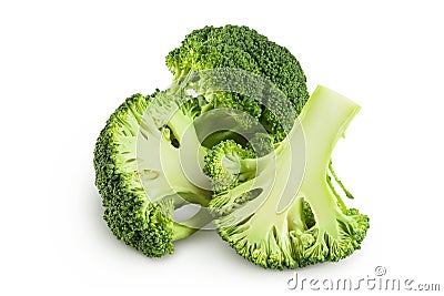 fresh broccoli isolated on white background close-up with full depth of field. Stock Photo
