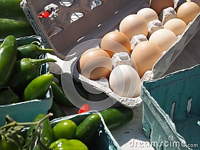 Fresh Brown Organic Eggs Stock Photo