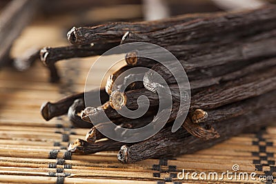 Fresh Brown Organic Vanilla Bean Stock Photo