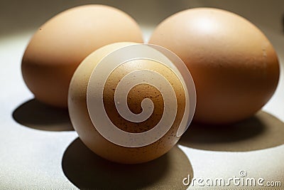 Fresh brown yard eggs photo. Stock Photo