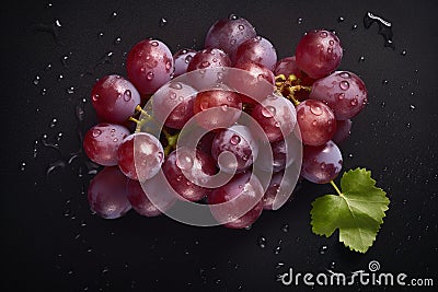 Fresh Bunch of grapes on seamless background Ai generated Stock Photo