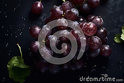 Fresh Bunch of grapes on seamless background Ai generated Stock Photo