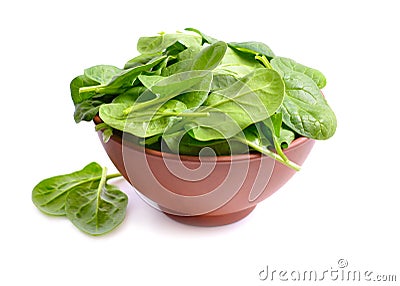 Fresh bunch of spinach in the bowl Stock Photo