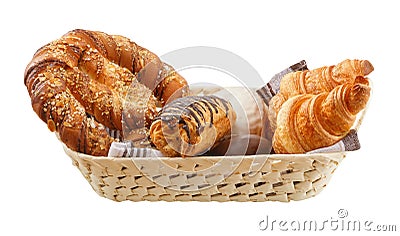 Fresh buns are in a basket Stock Photo