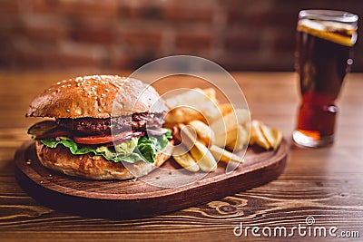 Fresh burger closeup. Stock Photo