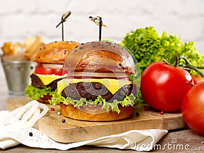 Fresh burgers closeup Stock Photo