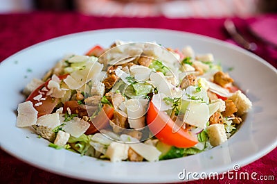 Fresh Caesar salad at restaurant Stock Photo