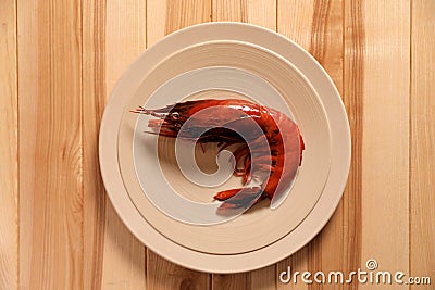 Fresh carabinero shrimp on wooden table Stock Photo