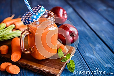 Fresh carrot and apple smoothie Stock Photo